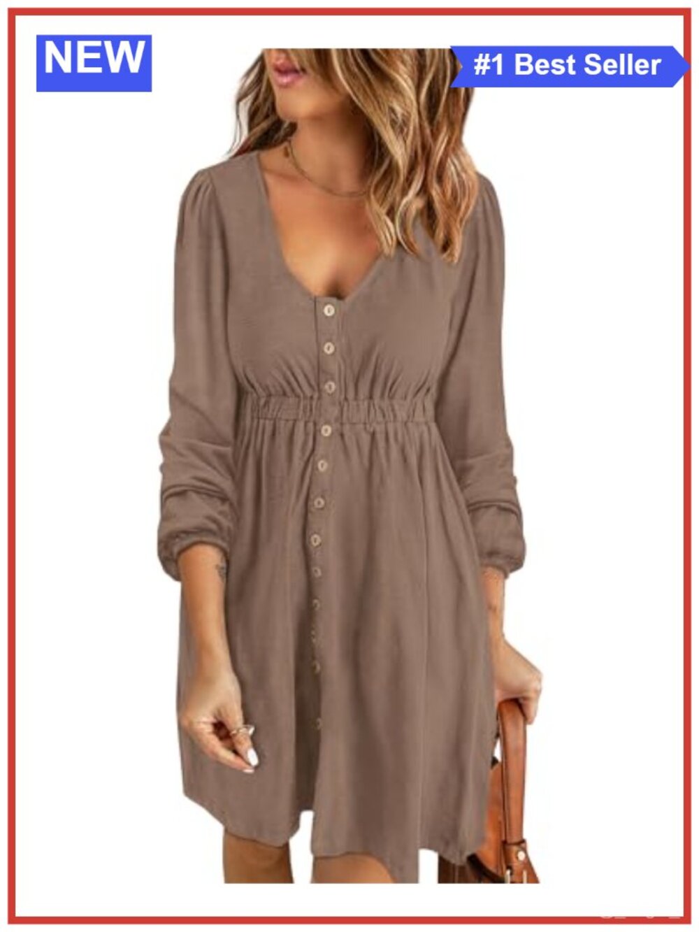 Women Long Sleeve Button Down Mini Dress A Line Empire Waist Fall Casual